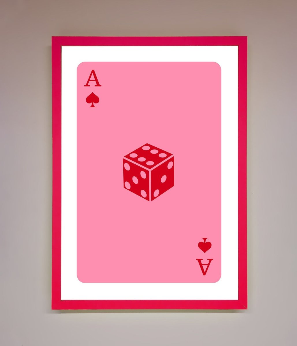 Ace Of Spades Poker Pink Framed Wall Art - Zestio