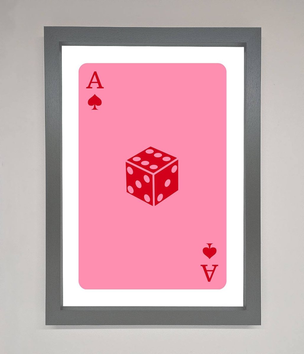 Ace Of Spades Poker Pink Framed Wall Art - Zestio