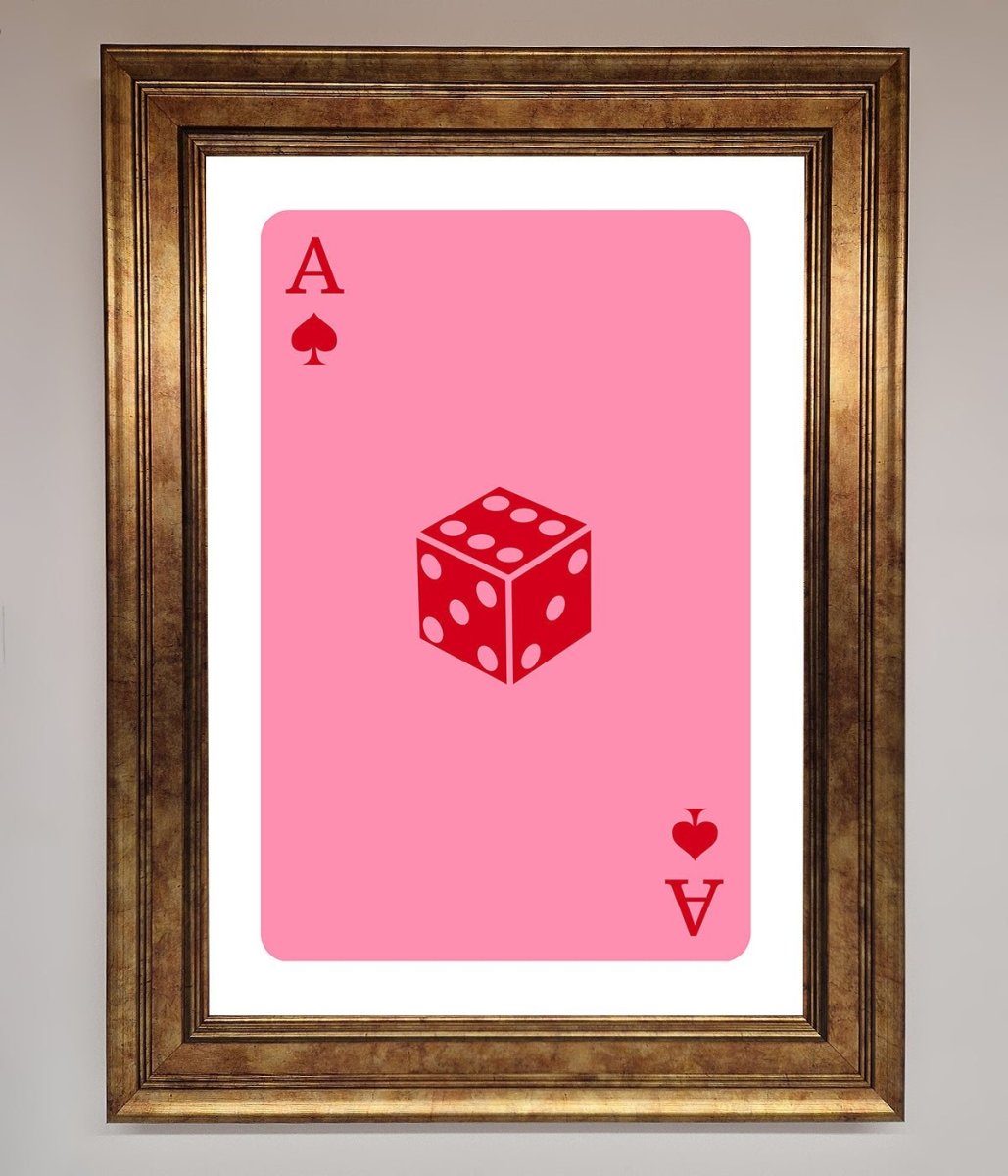 Ace Of Spades Poker Pink Framed Wall Art - Zestio