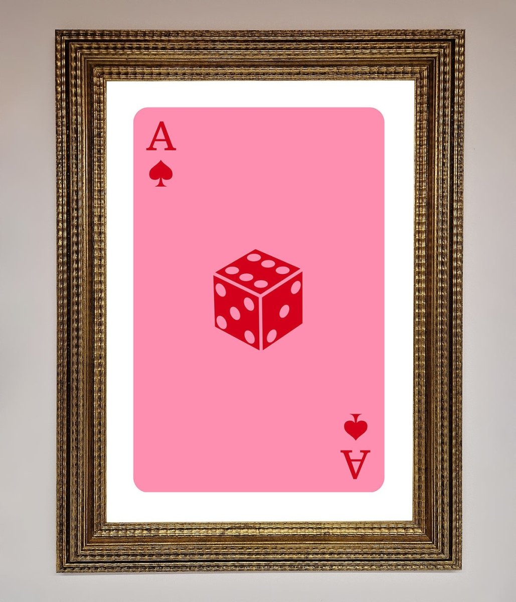 Ace Of Spades Poker Pink Framed Wall Art - Zestio