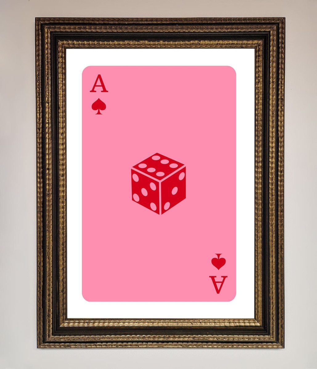 Ace Of Spades Poker Pink Framed Wall Art - Zestio