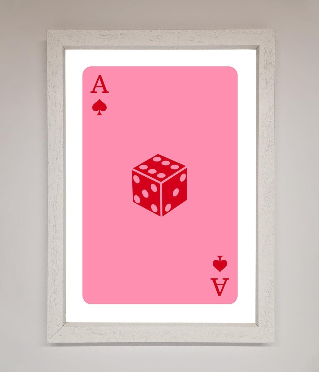 Ace Of Spades Poker Pink Framed Wall Art - Zestio