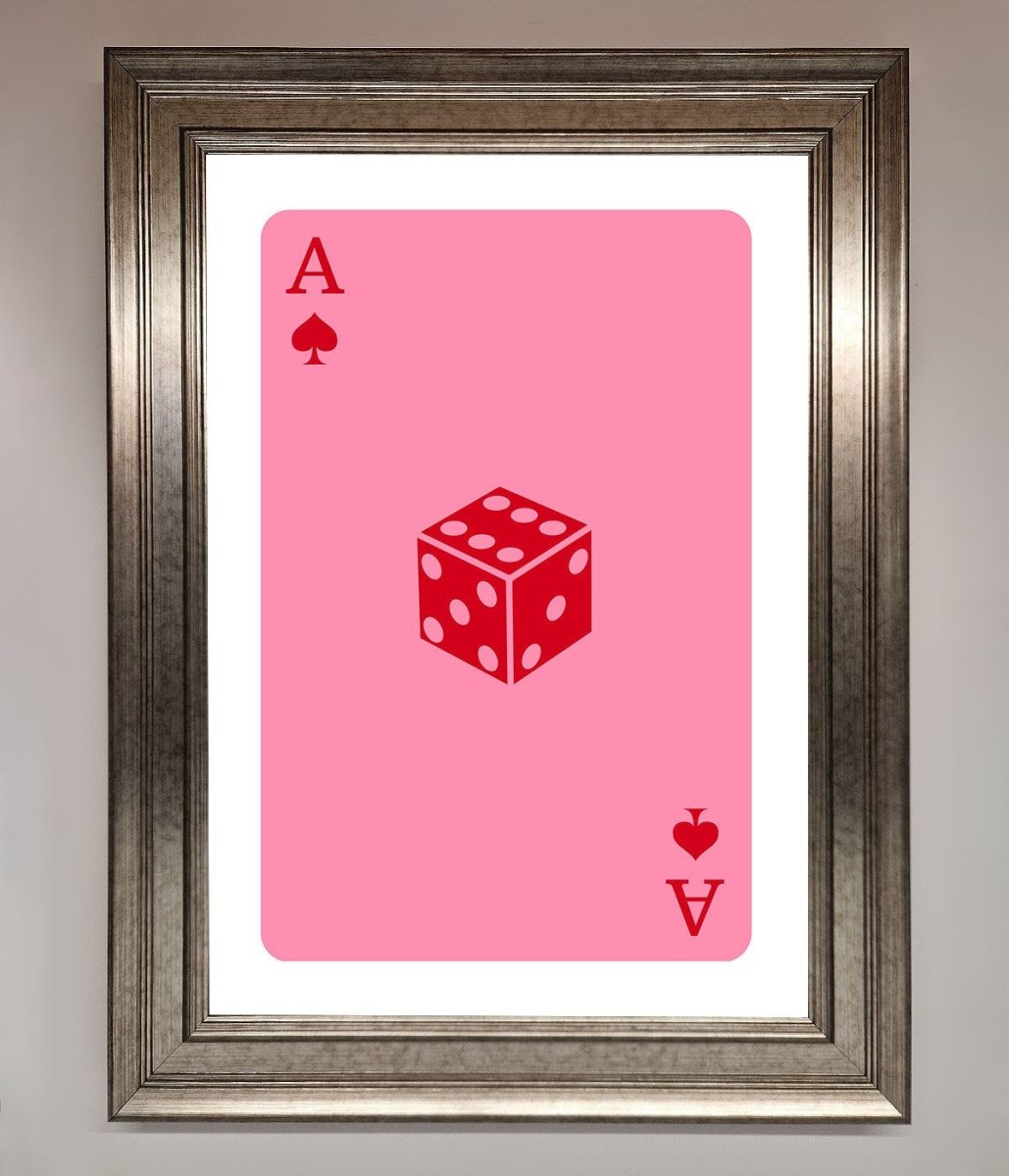 Ace Of Spades Poker Pink Framed Wall Art - Zestio