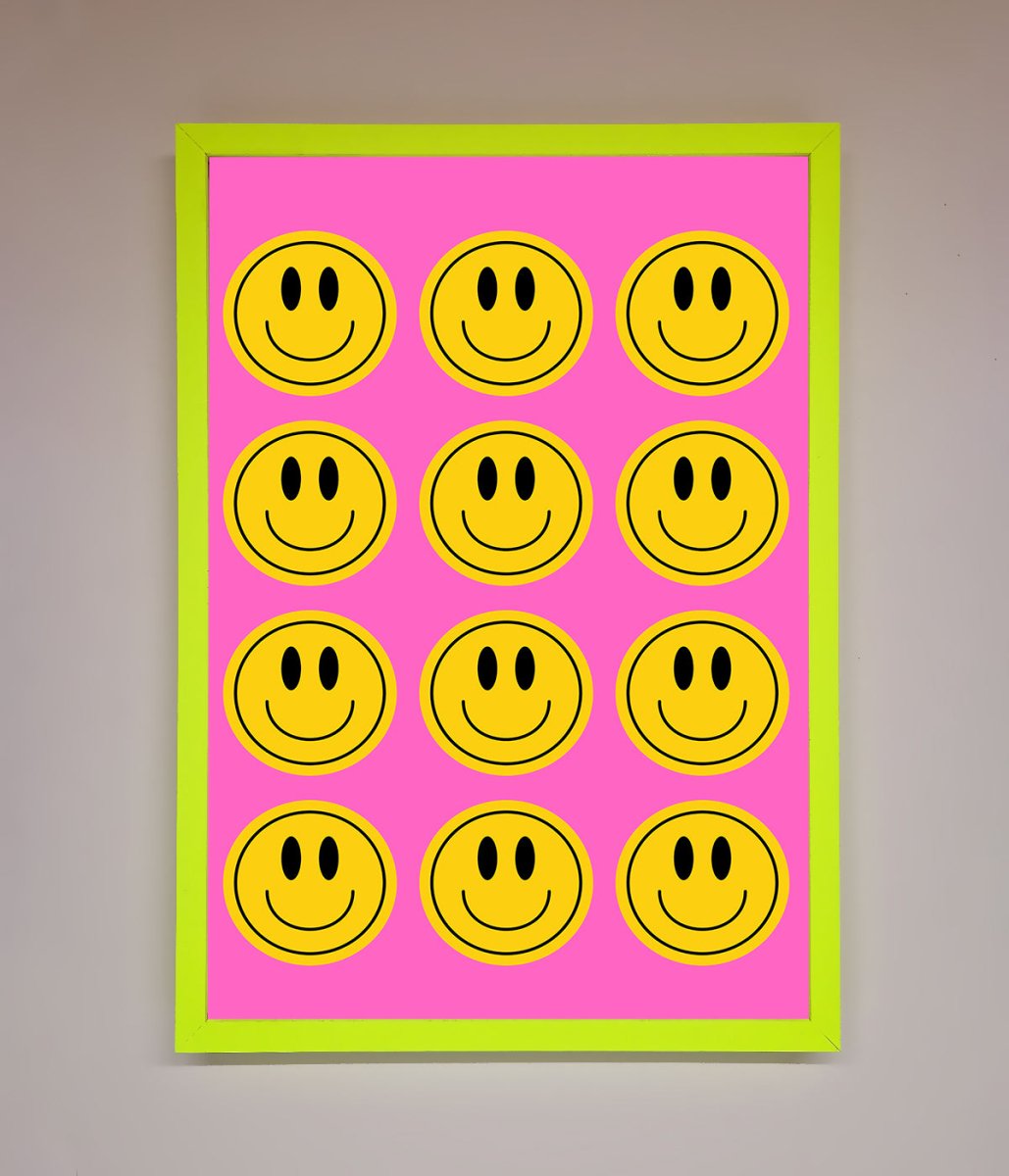 Acid Smile Faces Framed Poster - Zestio