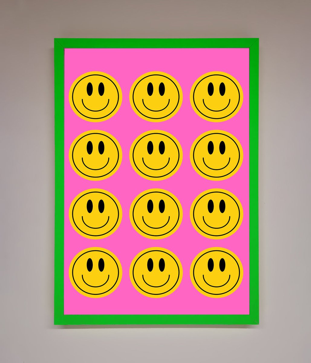 Acid Smile Faces Framed Poster - Zestio