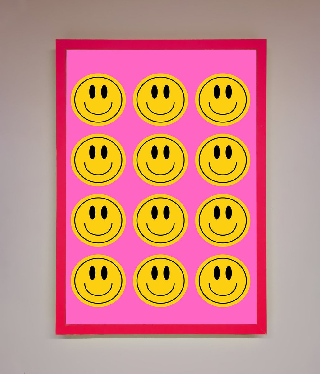 Acid Smile Faces Framed Poster - Zestio