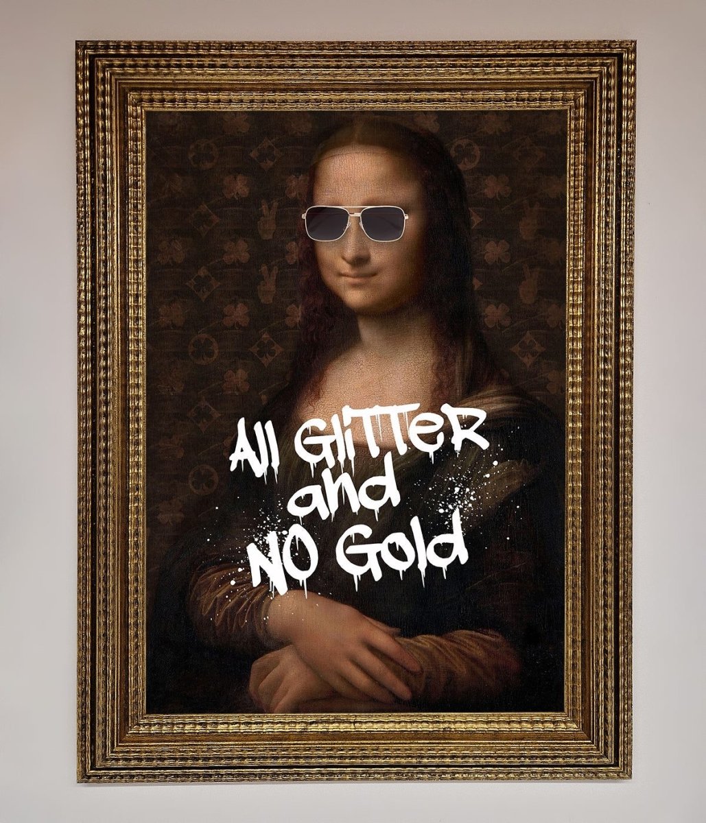 All Glitter No Gold Mona Lisa Framed Print - Zestio