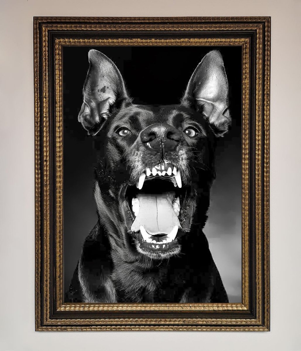 Angry Doberman Dog Framed Wall Art - Zestio