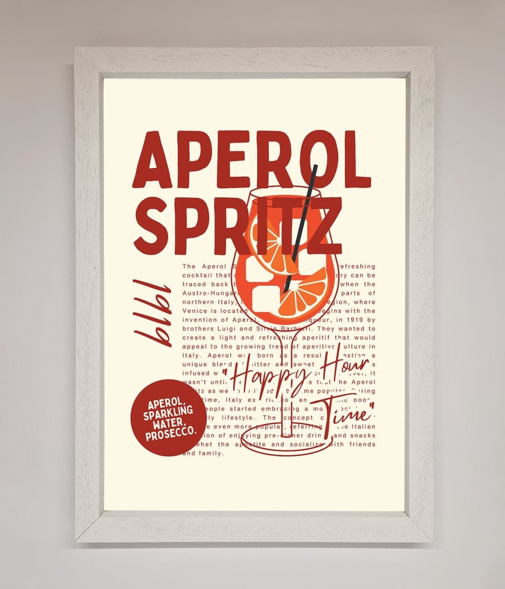 Aperol Spritz Happy Hour Cocktail Framed Wall Art - Zestio