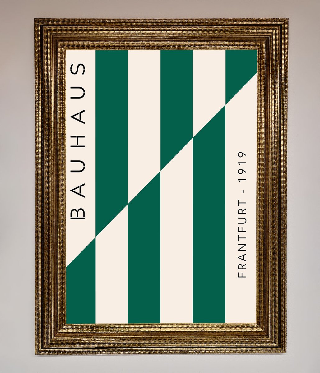 Bauhaus Green And White Framed Print - Zestio