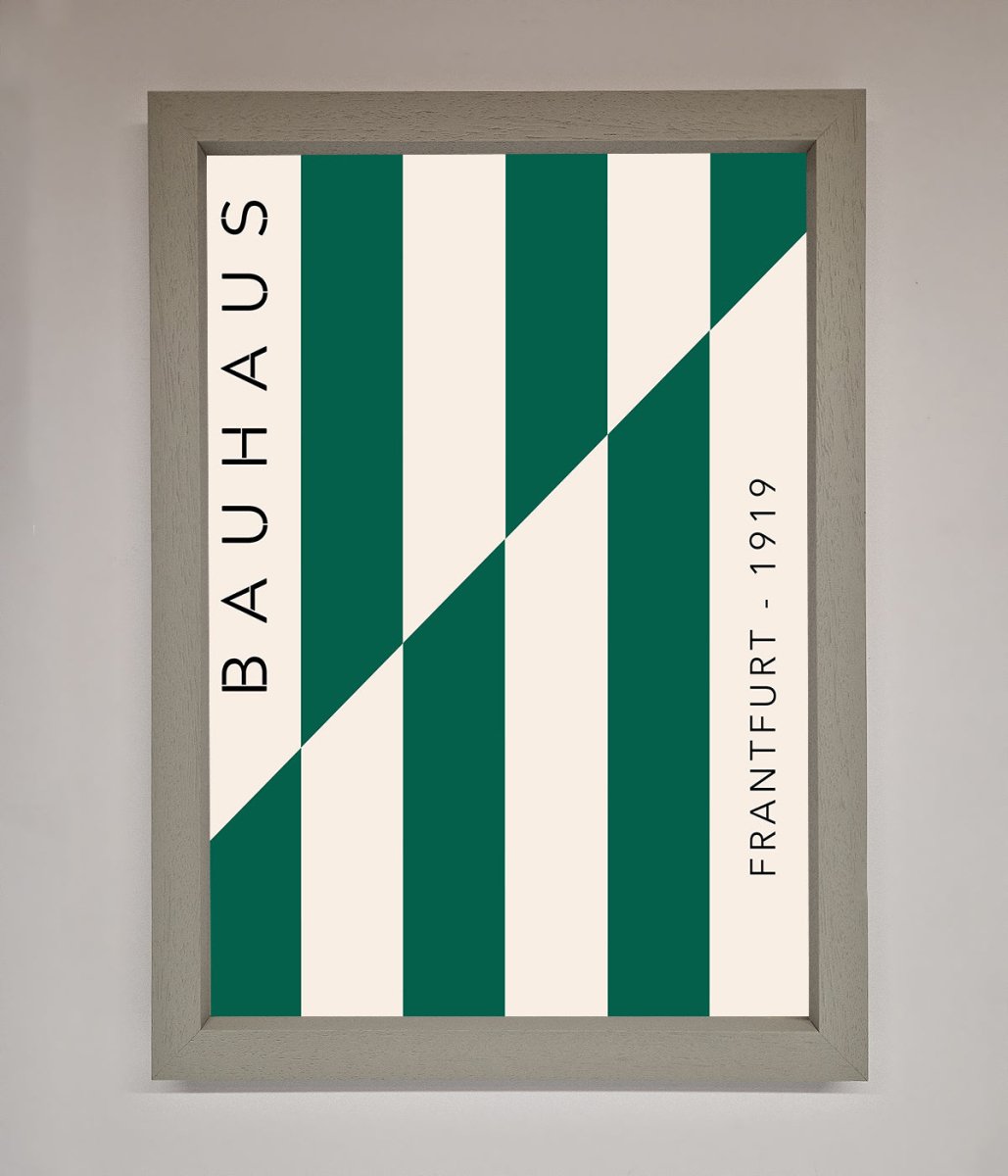 Bauhaus Green And White Framed Print - Zestio