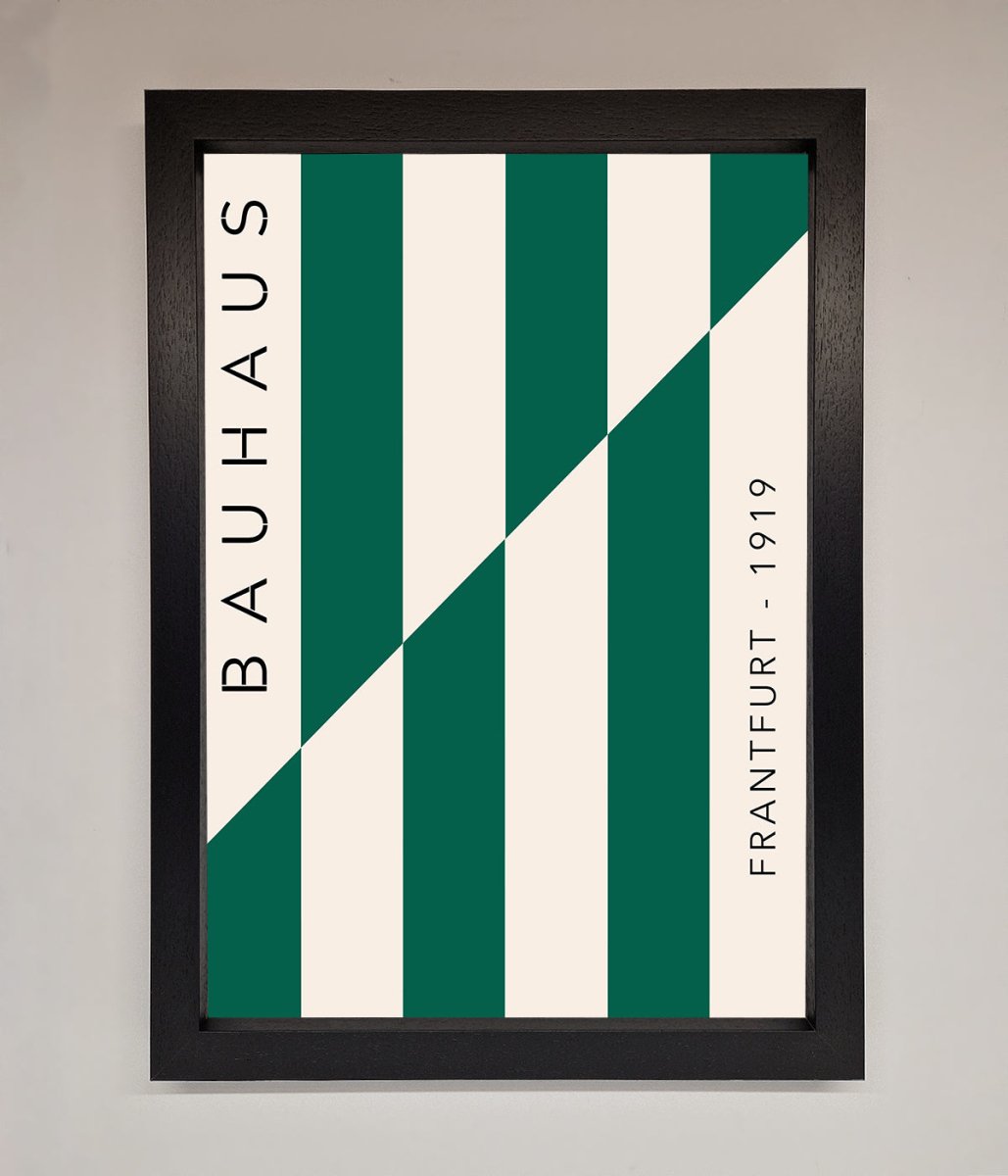 Bauhaus Green And White Framed Print - Zestio