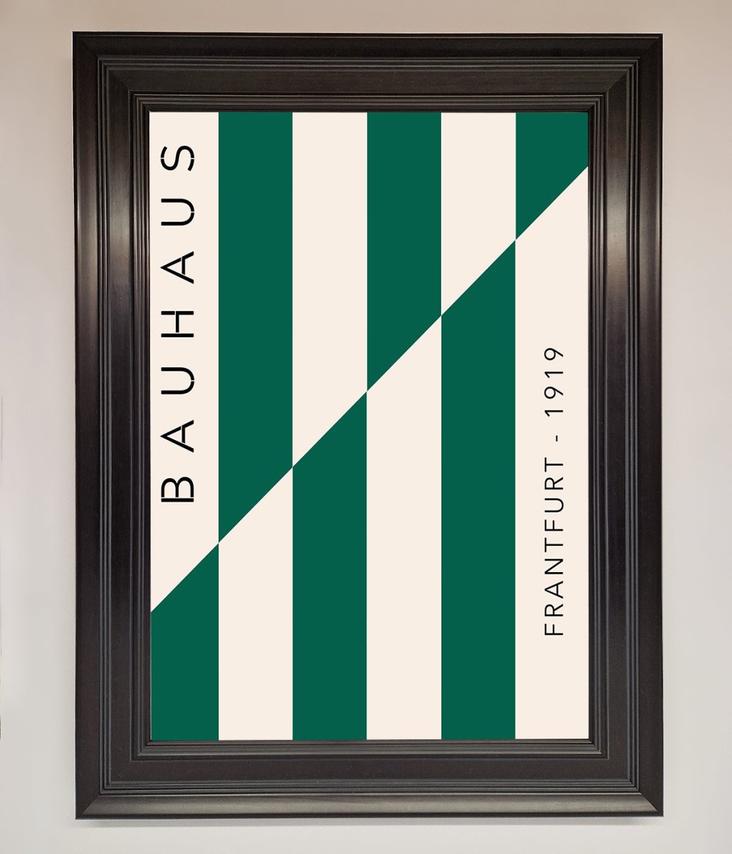 Bauhaus Green And White Framed Print - Zestio