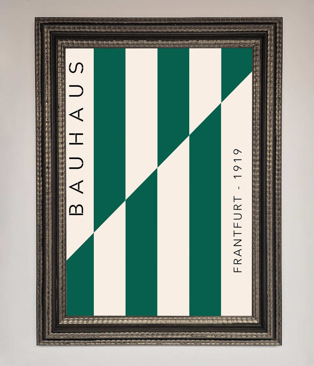 Bauhaus Green And White Framed Print - Zestio
