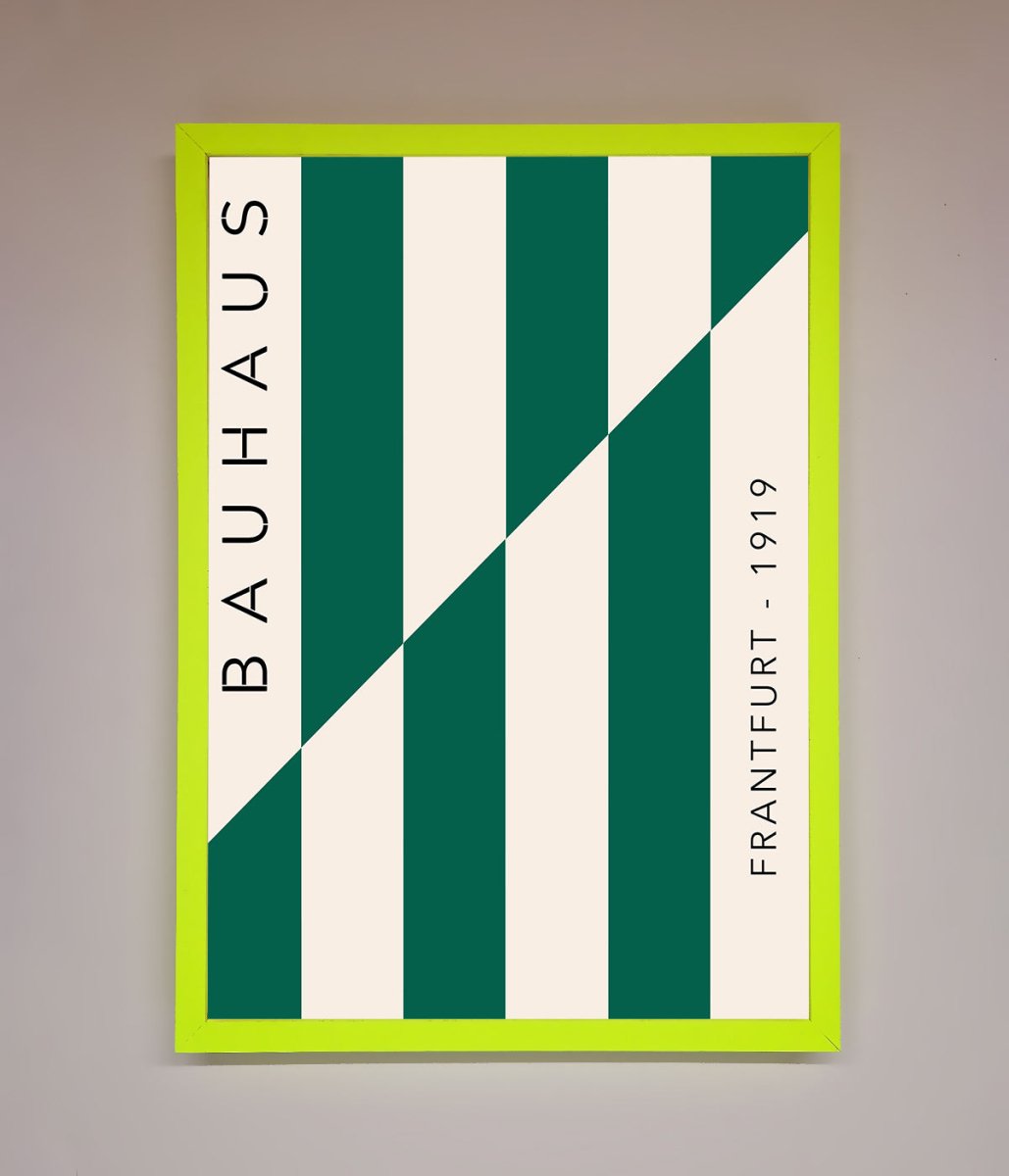 Bauhaus Green And White Framed Print - Zestio