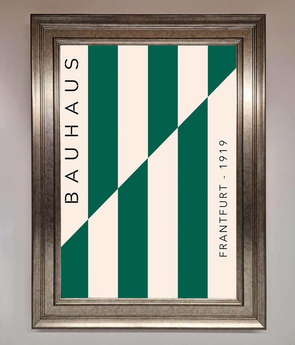 Bauhaus Green And White Framed Print - Zestio