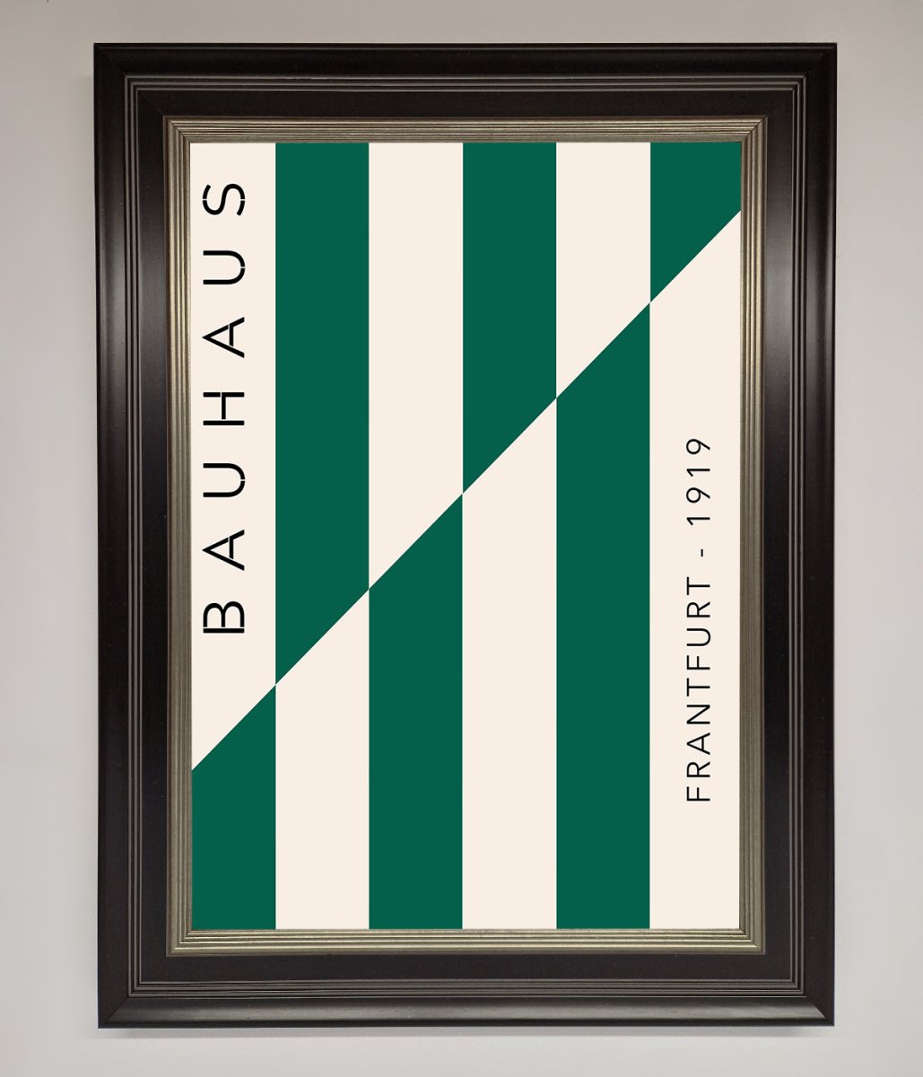 Bauhaus Green And White Framed Print - Zestio