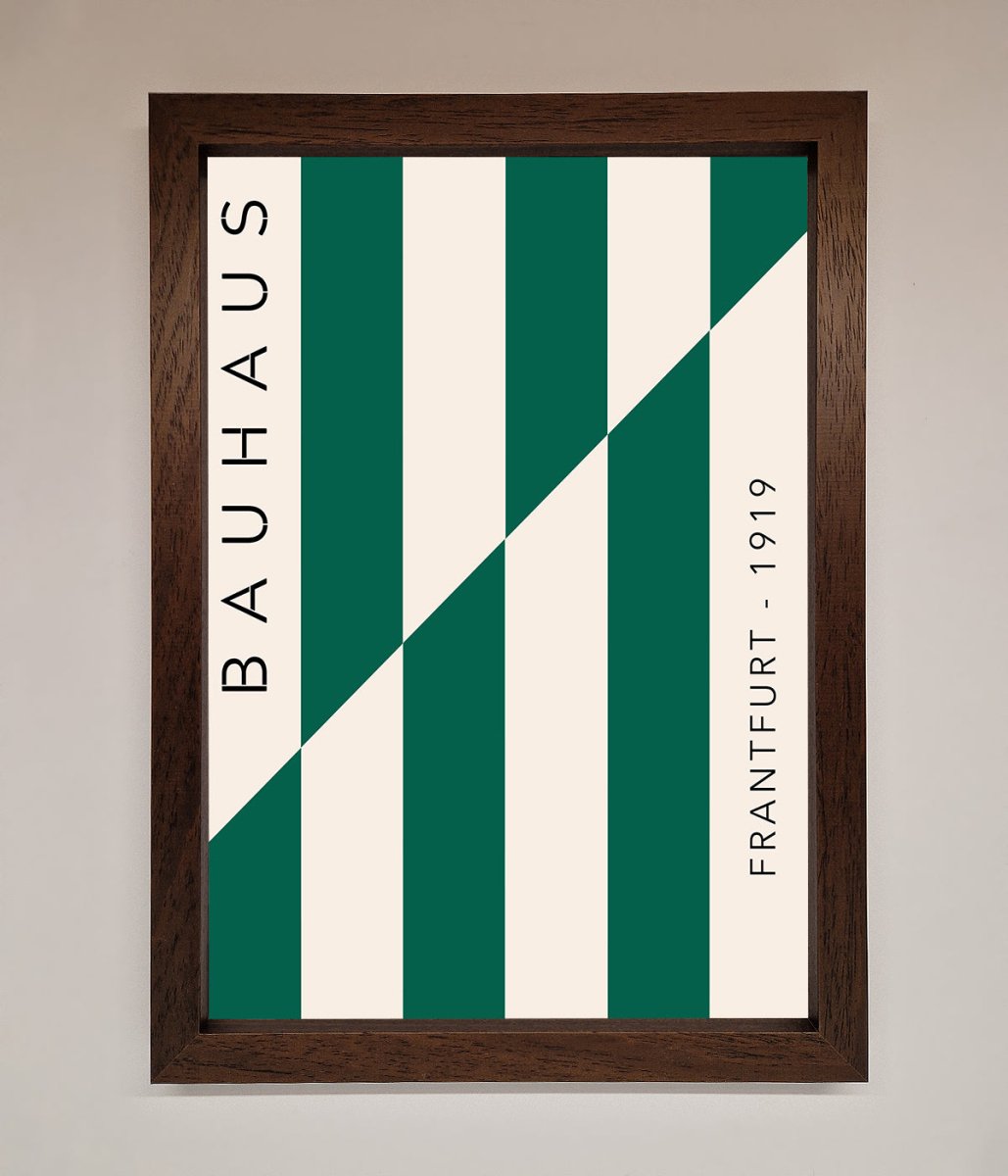 Bauhaus Green And White Framed Print - Zestio