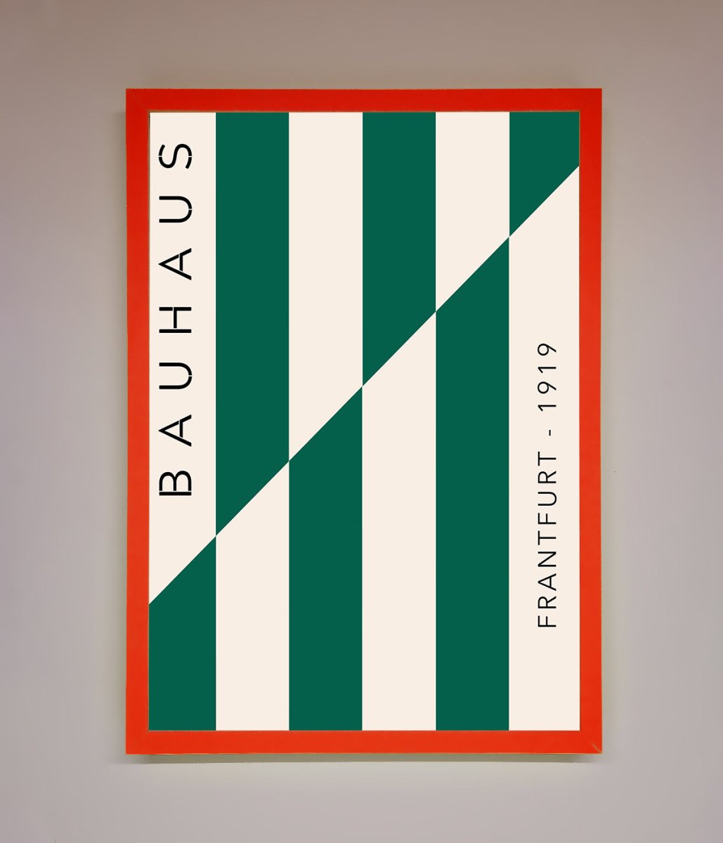 Bauhaus Green And White Framed Print - Zestio