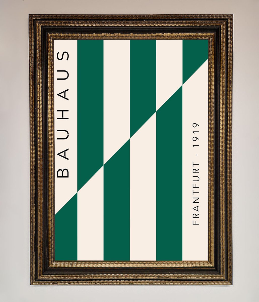 Bauhaus Green And White Framed Print - Zestio
