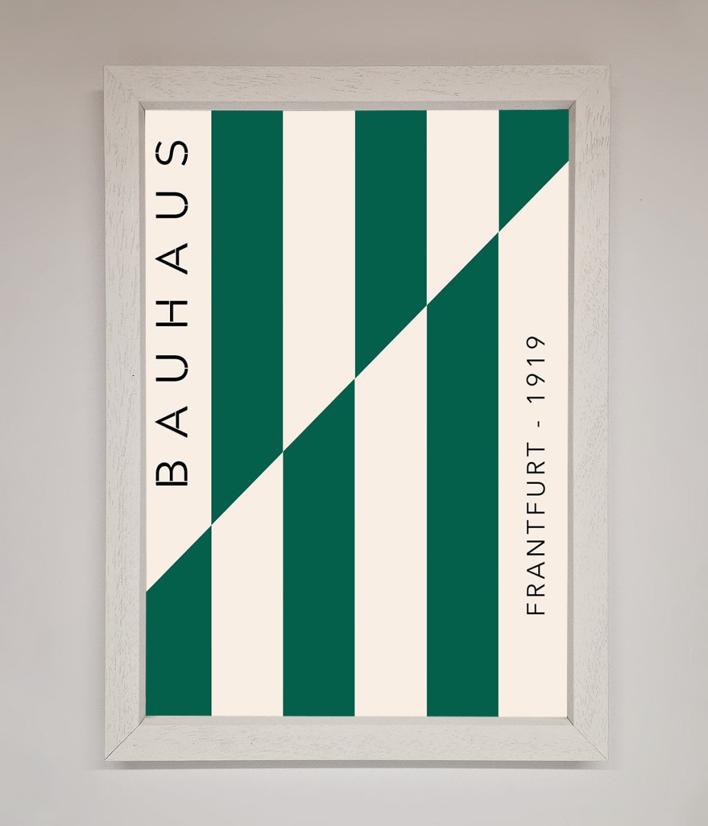 Bauhaus Green And White Framed Print - Zestio