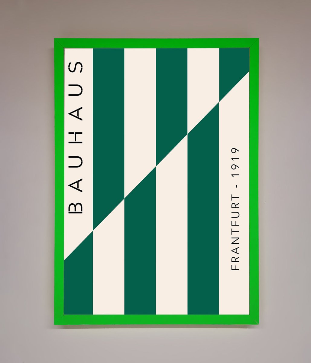 Bauhaus Green And White Framed Print - Zestio