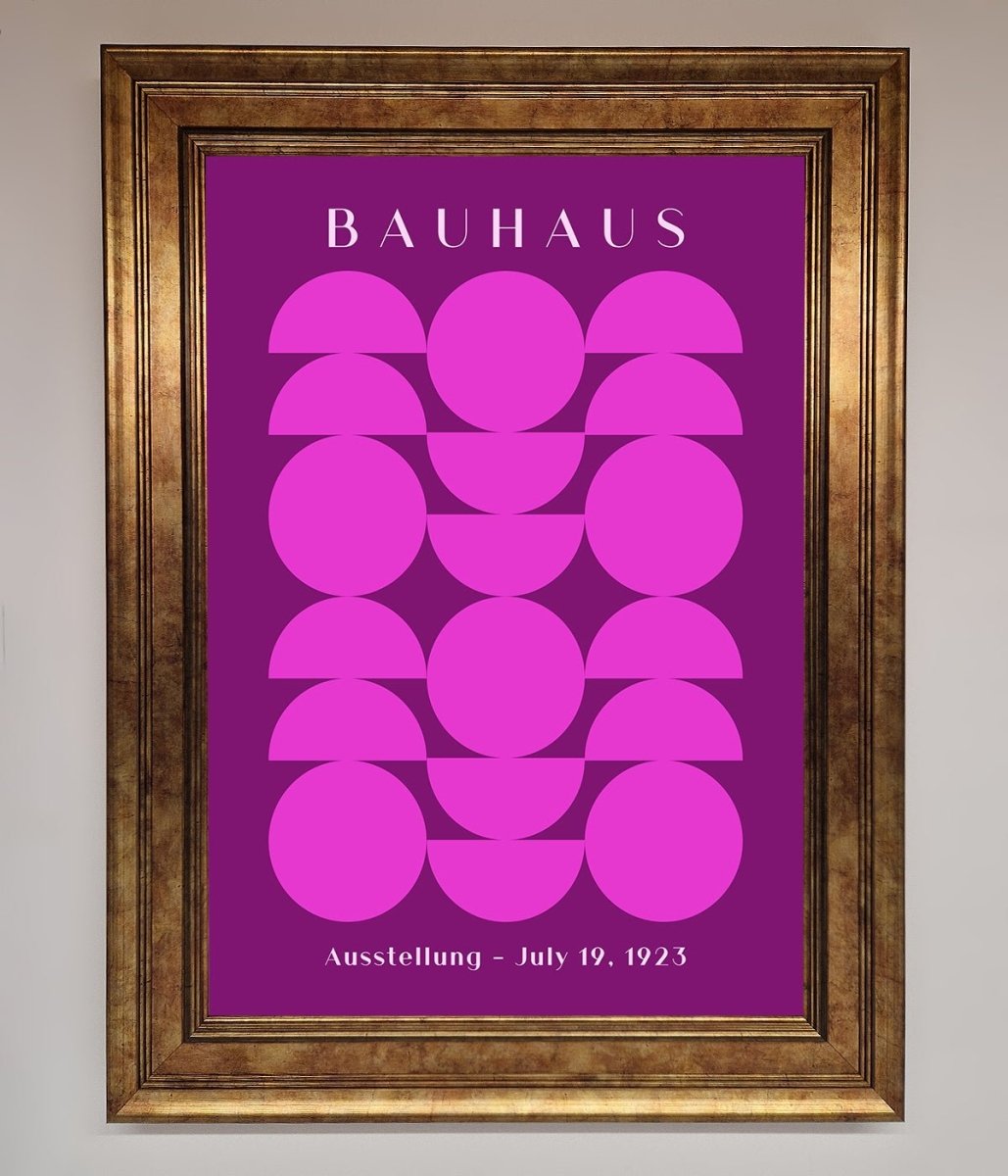 Bauhaus Pink And Purple Abstract Framed Print - Zestio