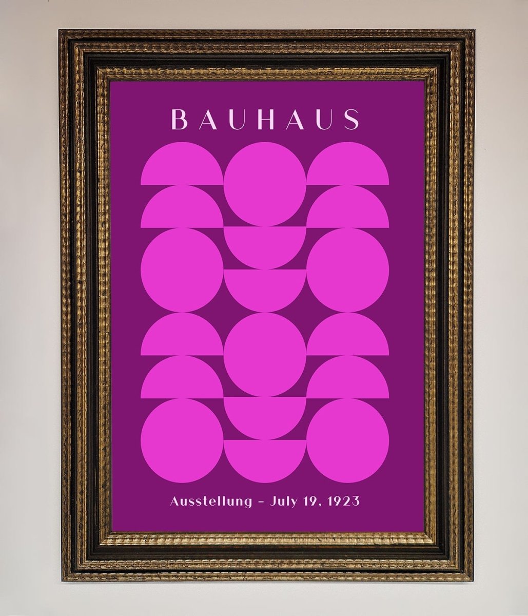 Bauhaus Pink And Purple Abstract Framed Print - Zestio