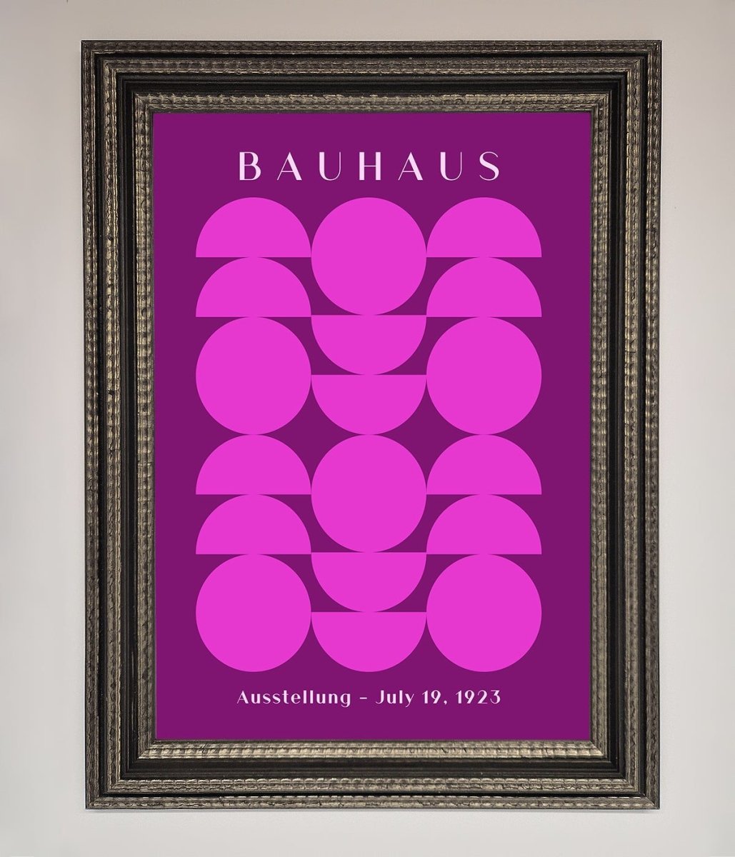 Bauhaus Pink And Purple Abstract Framed Print - Zestio