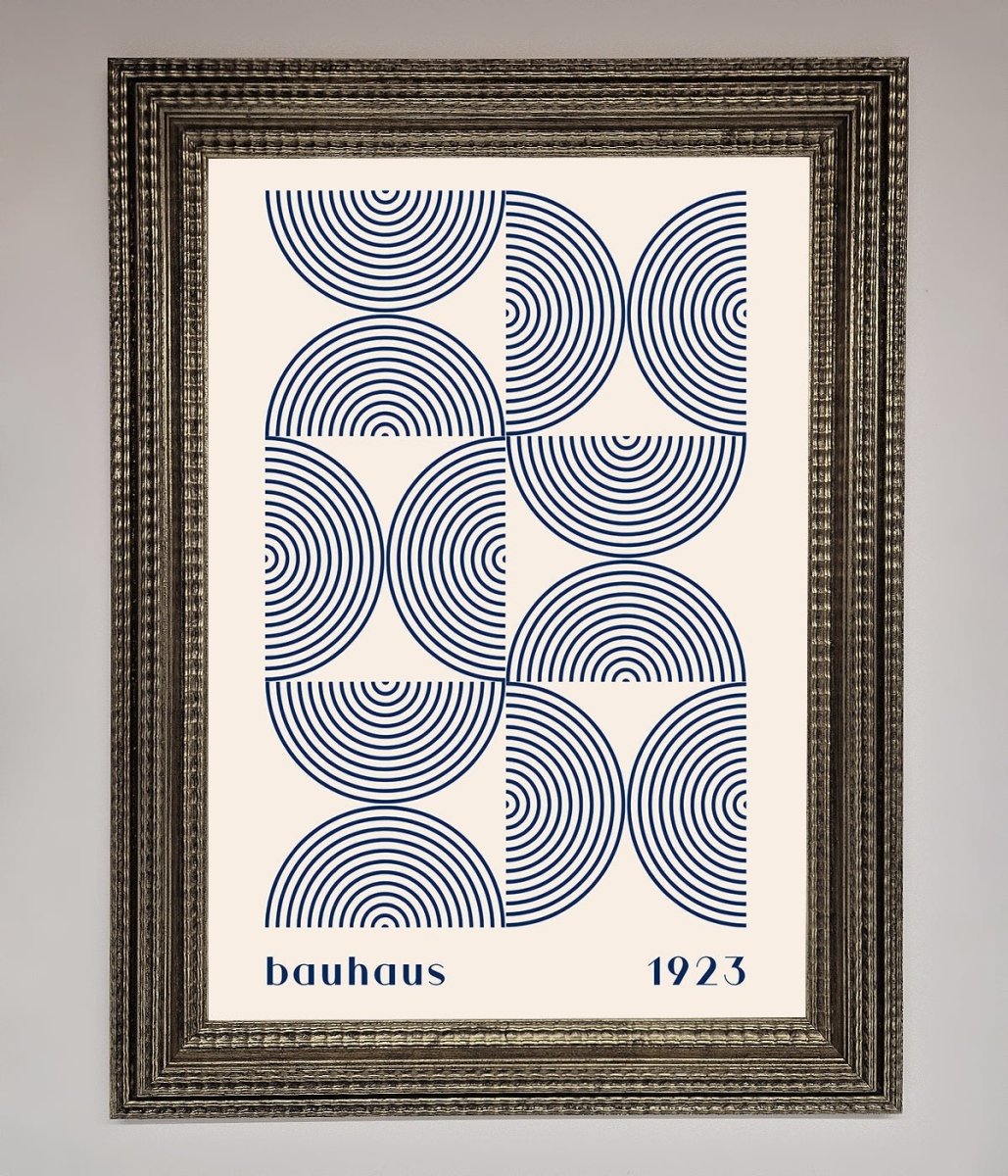 Bauhaus Print 1923 Navy Abstract Framed Poster - Zestio
