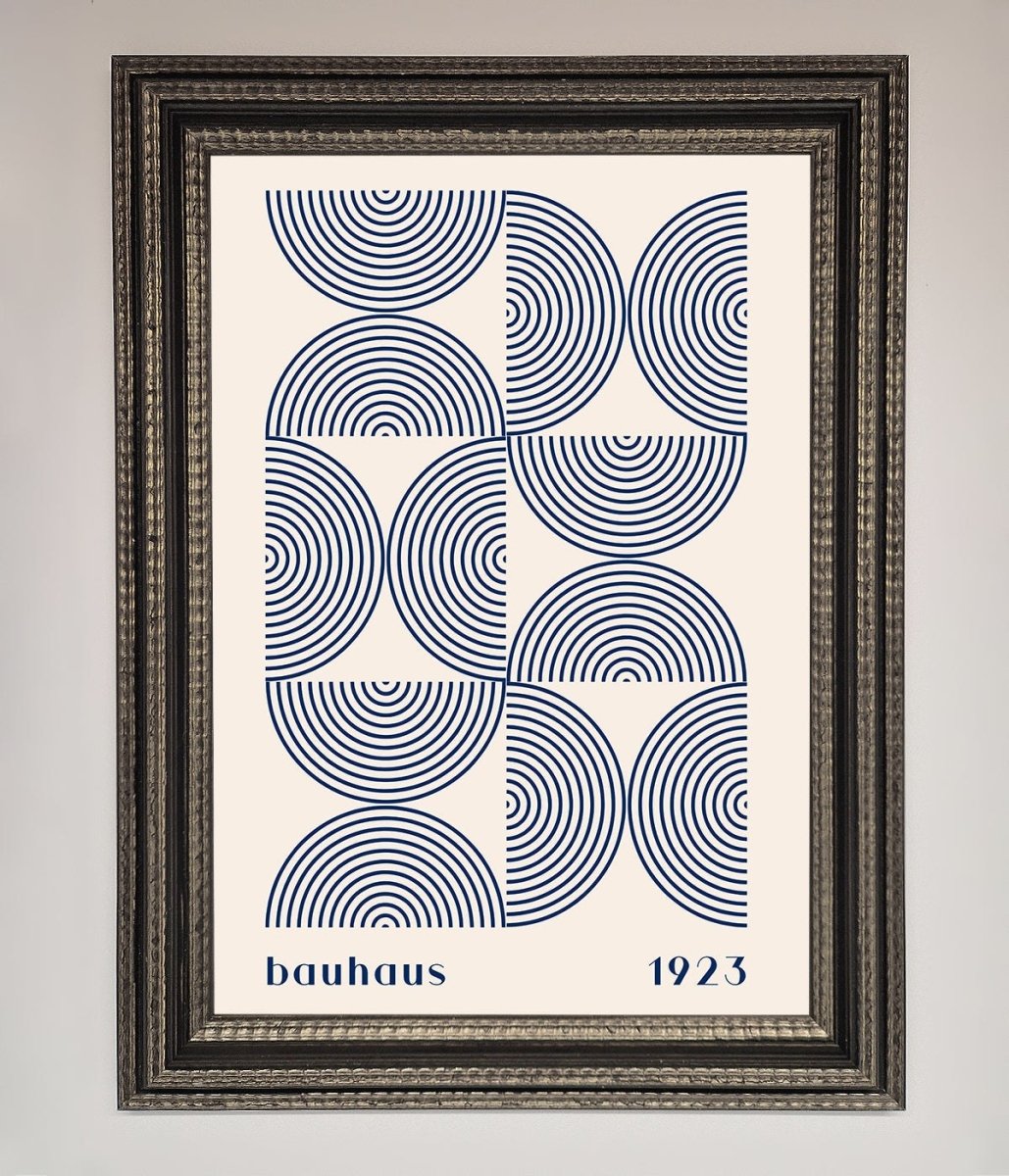 Bauhaus Print 1923 Navy Abstract Framed Poster - Zestio