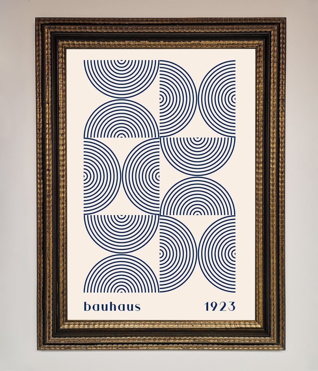 Bauhaus Print 1923 Navy Abstract Framed Poster - Zestio
