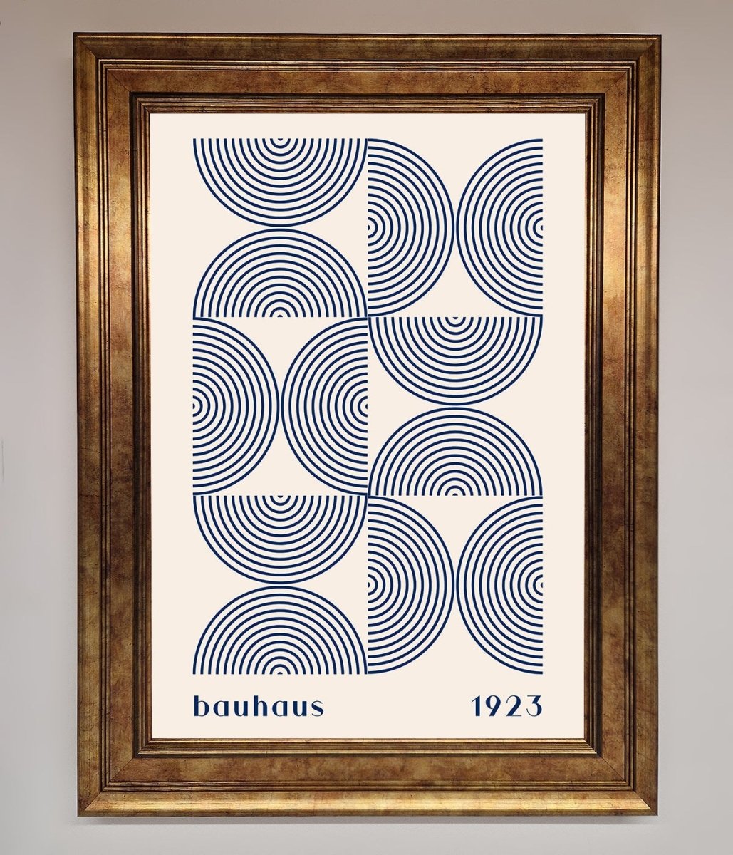 Bauhaus Print 1923 Navy Abstract Framed Poster - Zestio