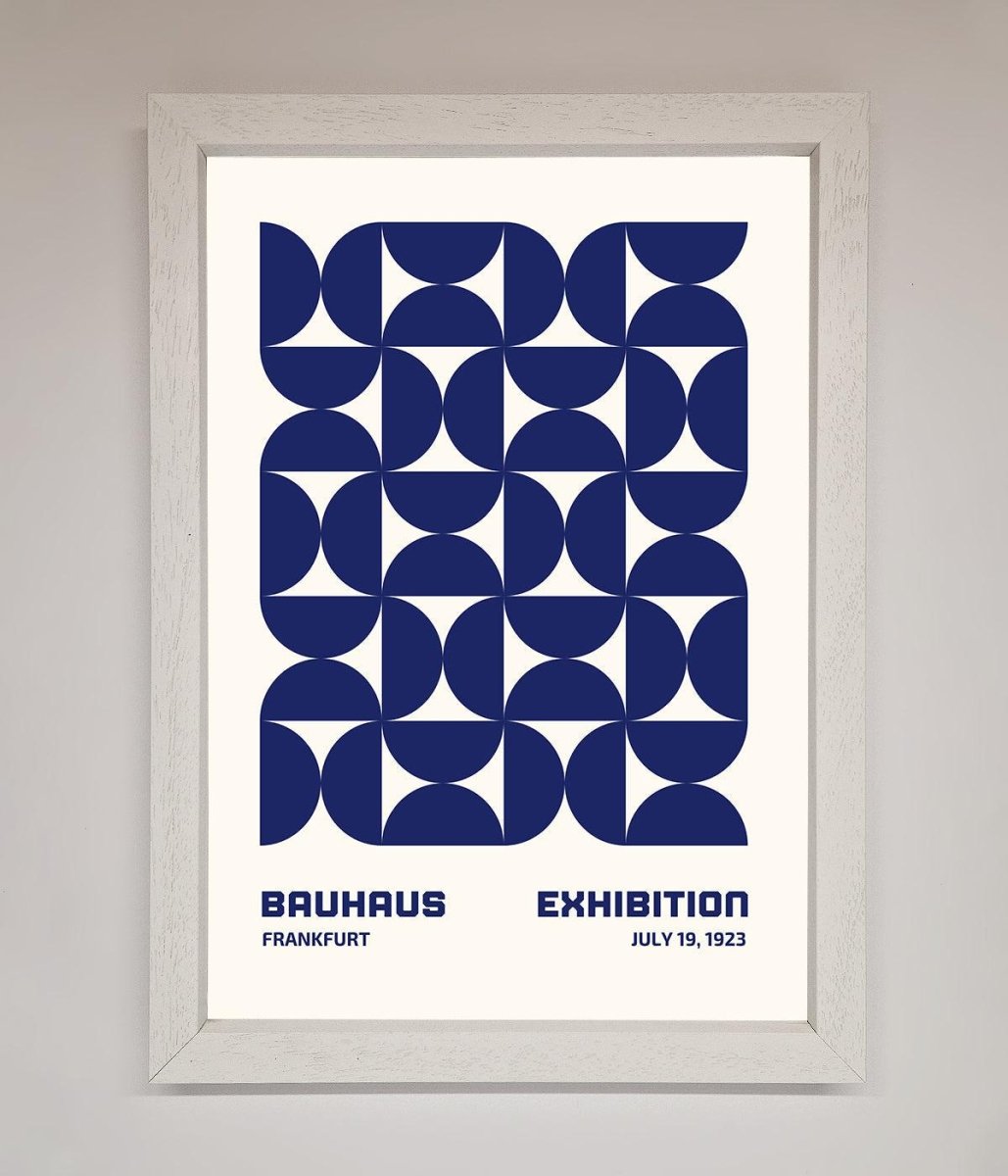 Bauhaus Print July 1923 Navy Blue Abstract Framed Wall Art - Zestio