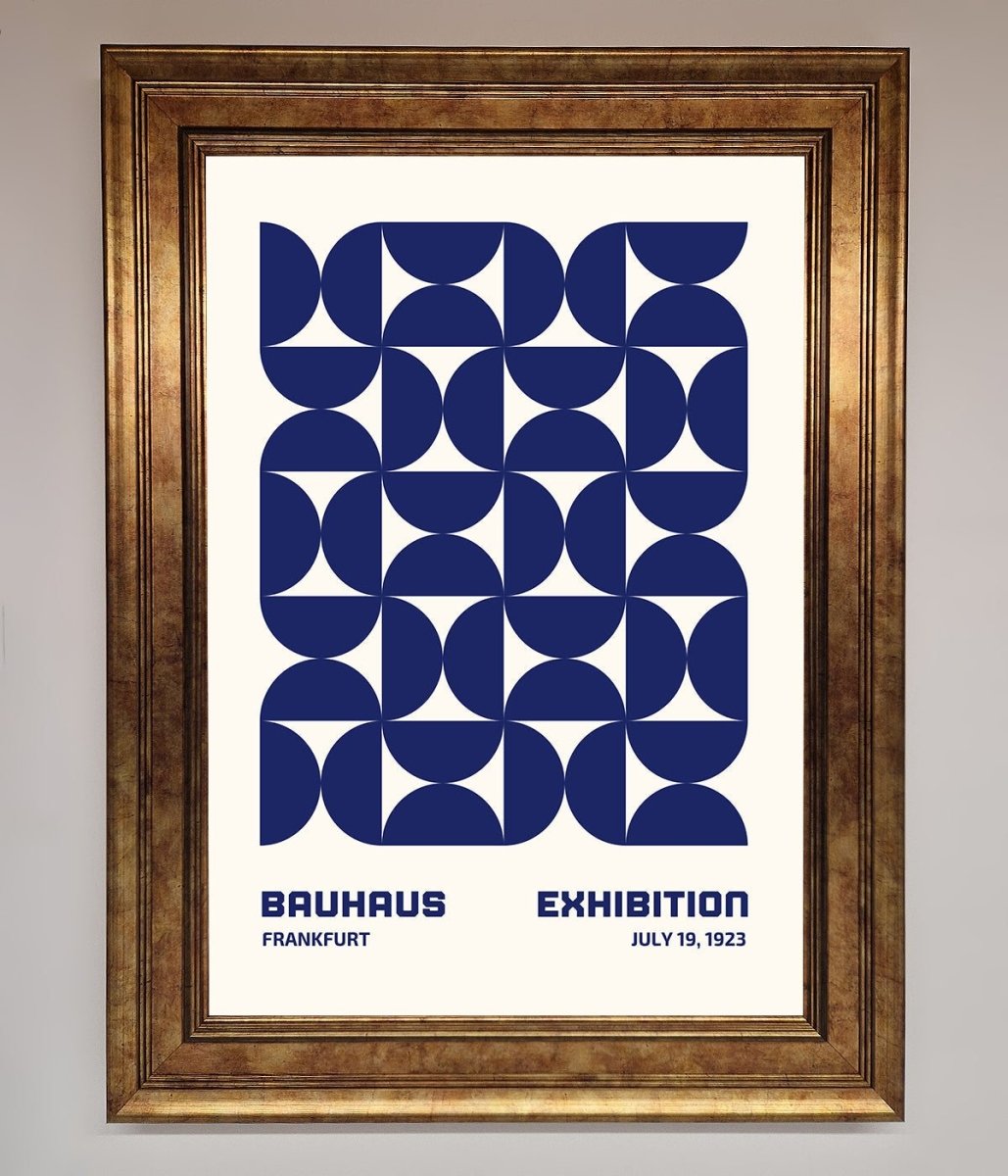 Bauhaus Print July 1923 Navy Blue Abstract Framed Wall Art - Zestio