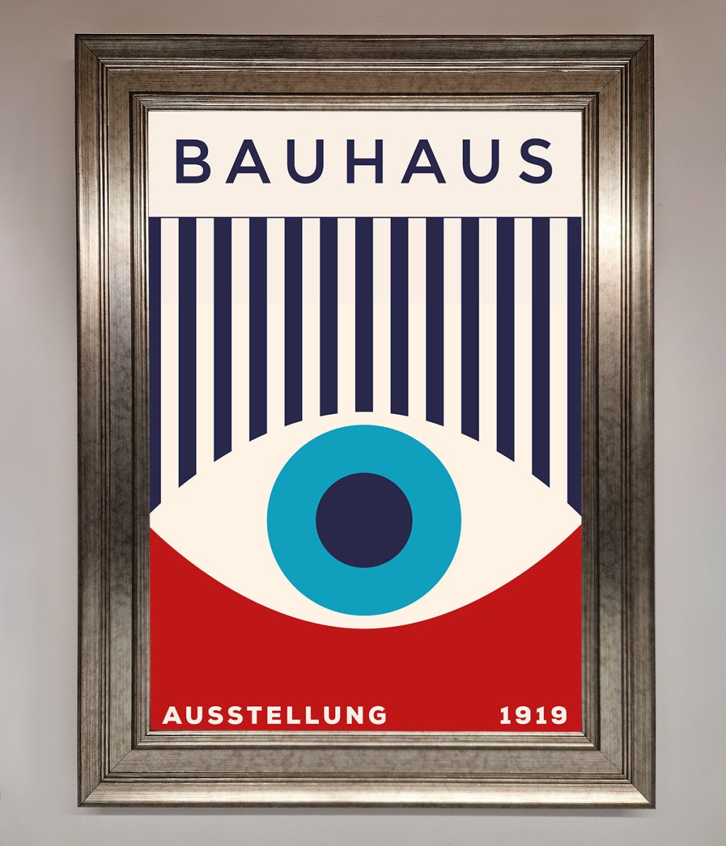 Bauhaus Red And Blue Eye Framed Wall Art - Zestio