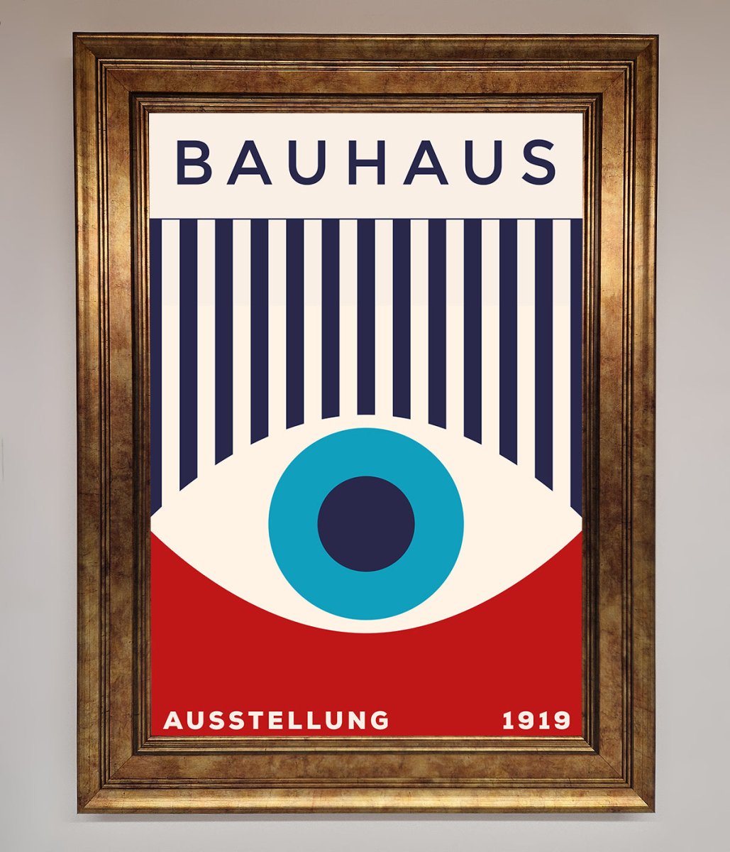 Bauhaus Red And Blue Eye Framed Wall Art - Zestio