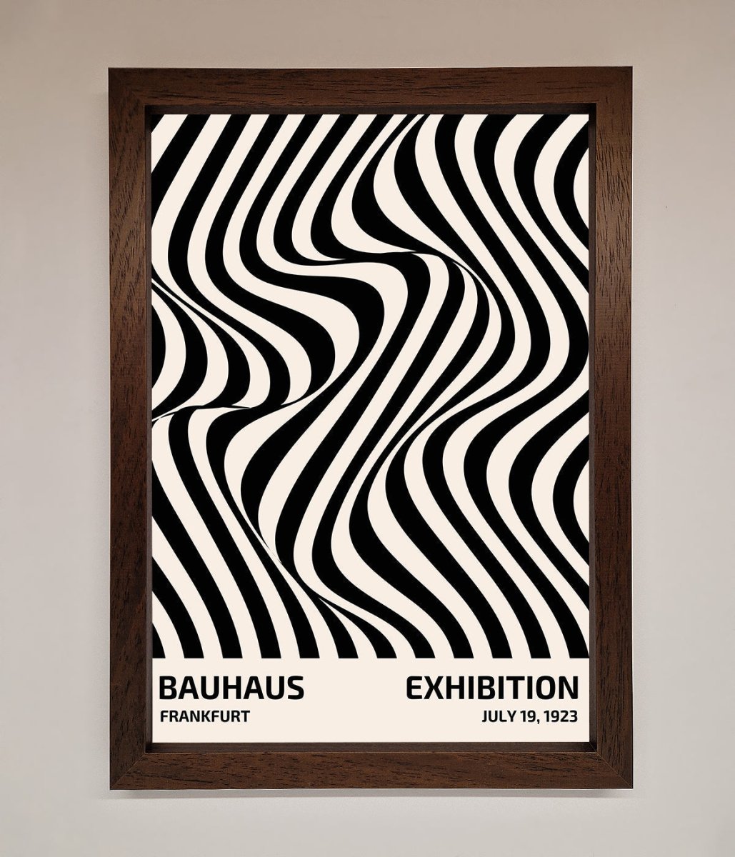 Bauhaus Wavy Black Lines Framed Poster - Zestio