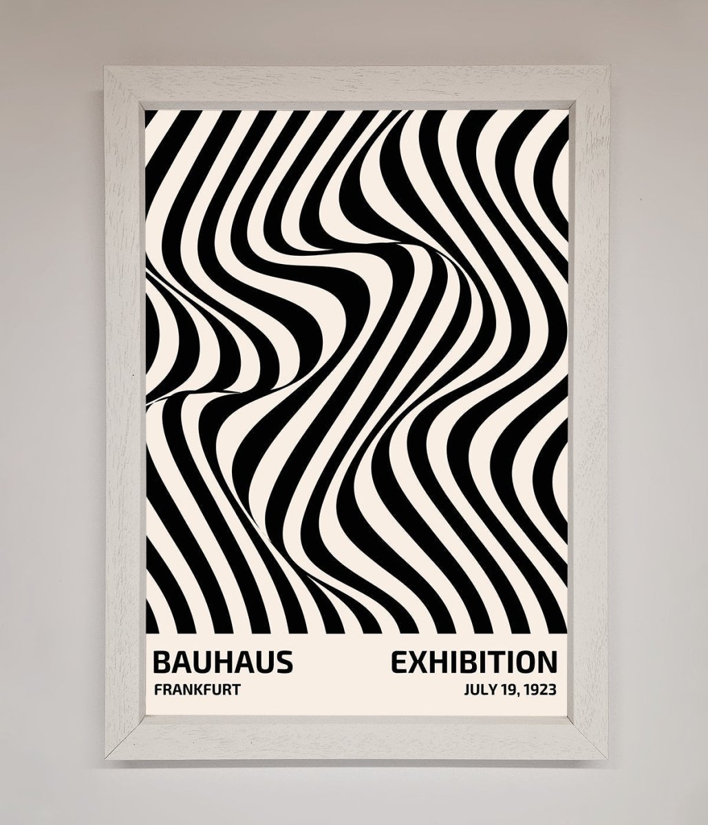 Bauhaus Wavy Black Lines Framed Poster - Zestio