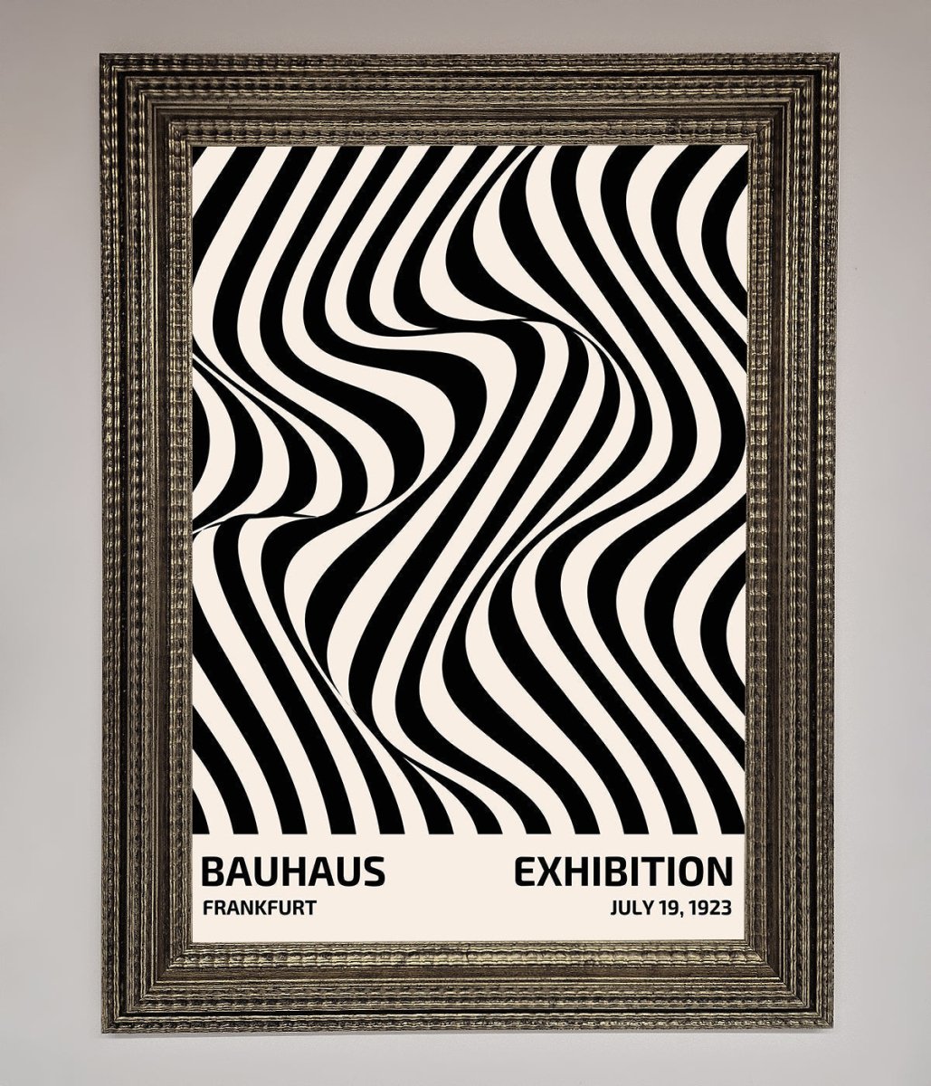 Bauhaus Wavy Black Lines Framed Poster - Zestio