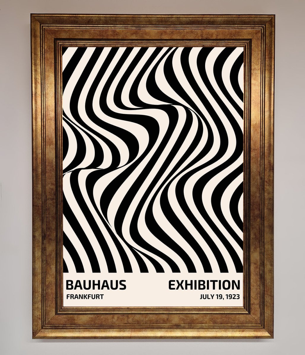 Bauhaus Wavy Black Lines Framed Poster - Zestio