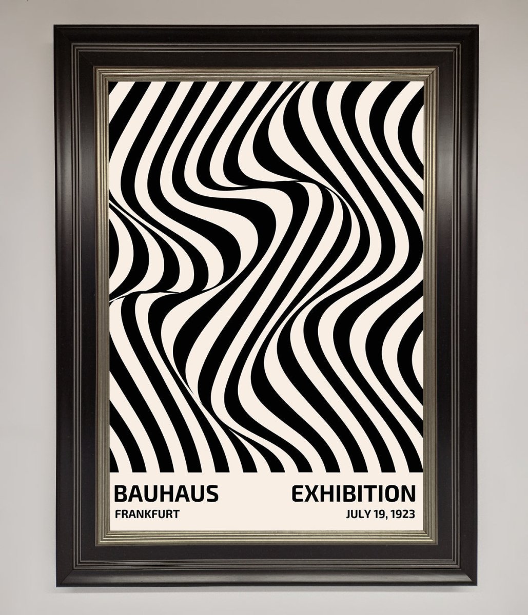 Bauhaus Wavy Black Lines Framed Poster - Zestio