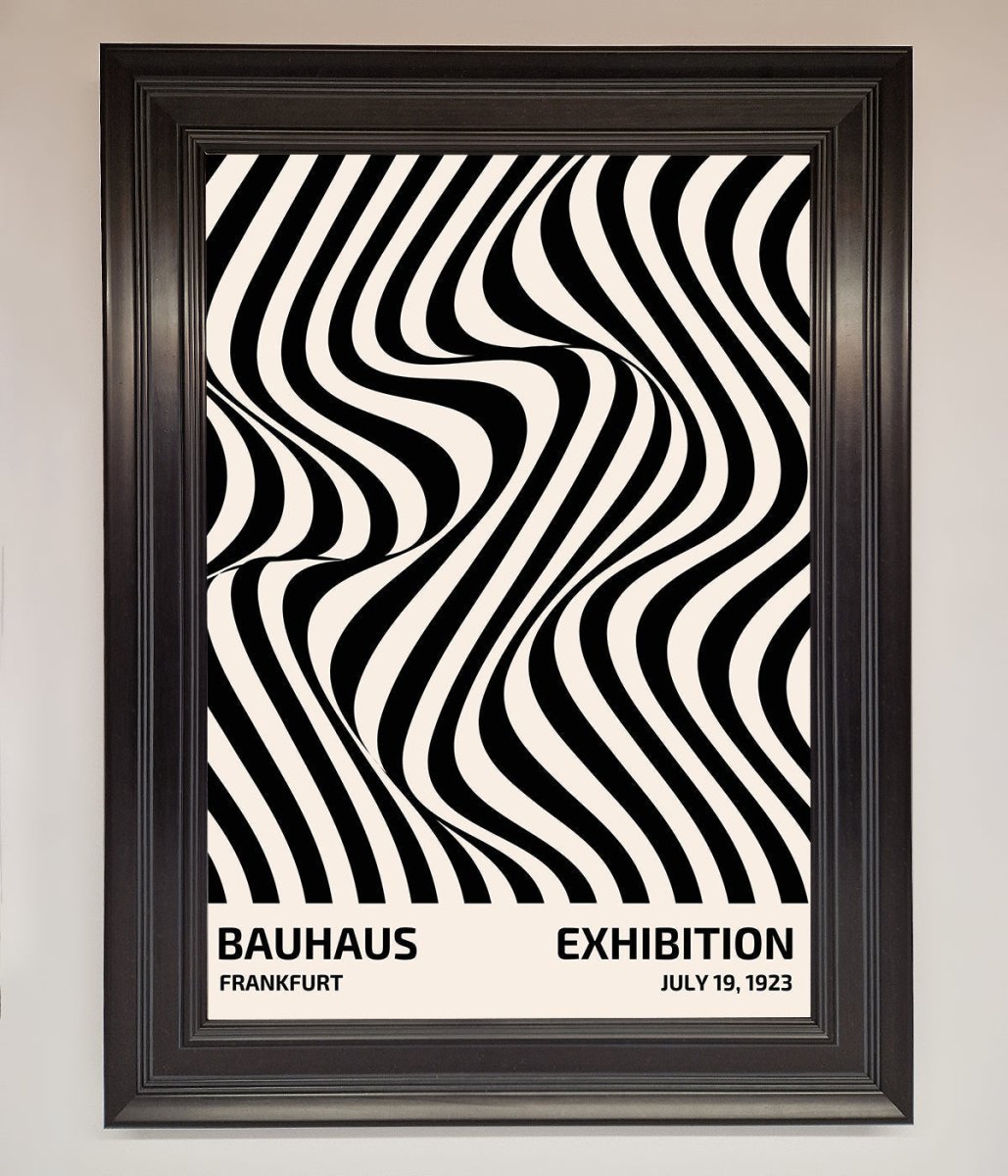 Bauhaus Wavy Black Lines Framed Poster - Zestio