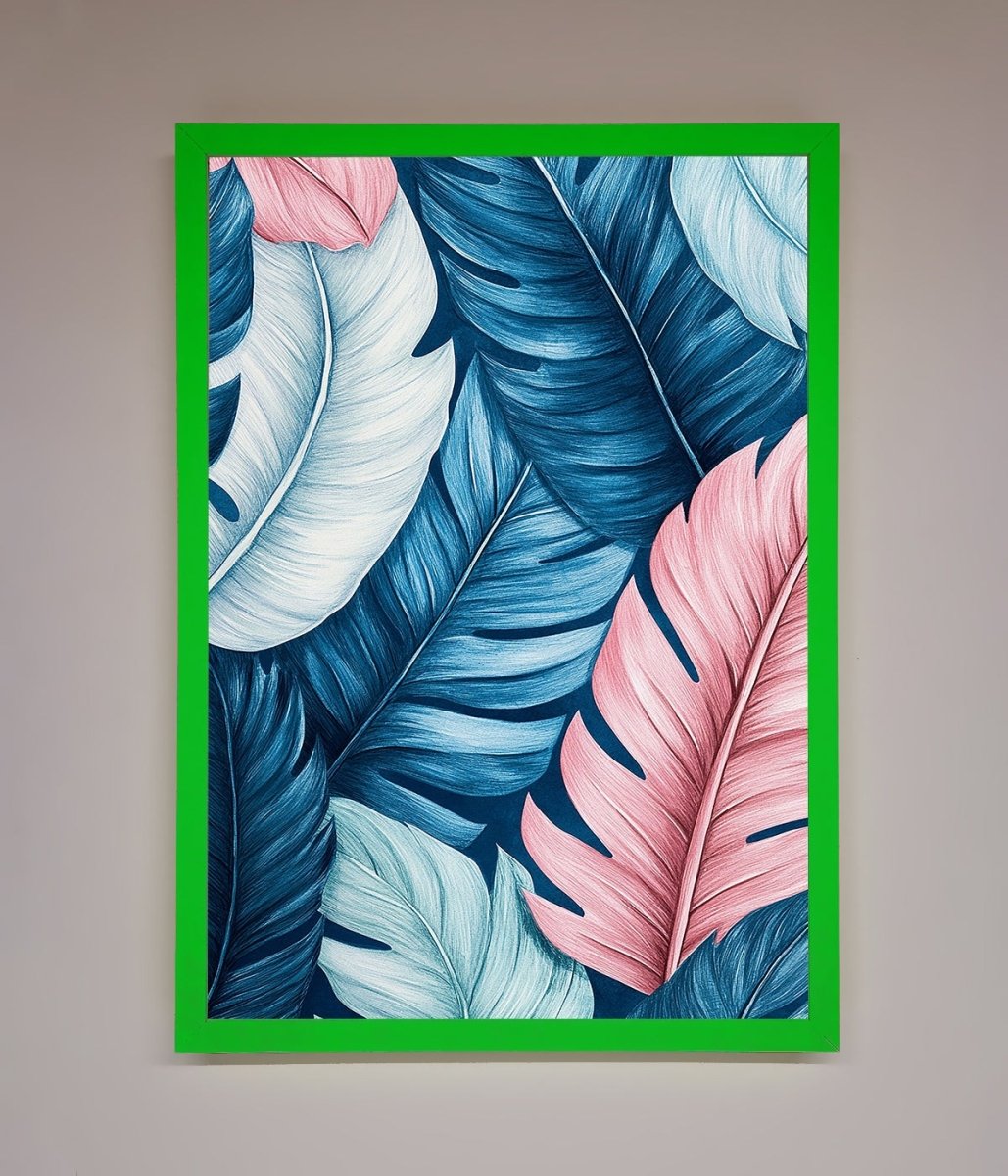Blue And Pink Feathers Abstract Framed Print - Zestio