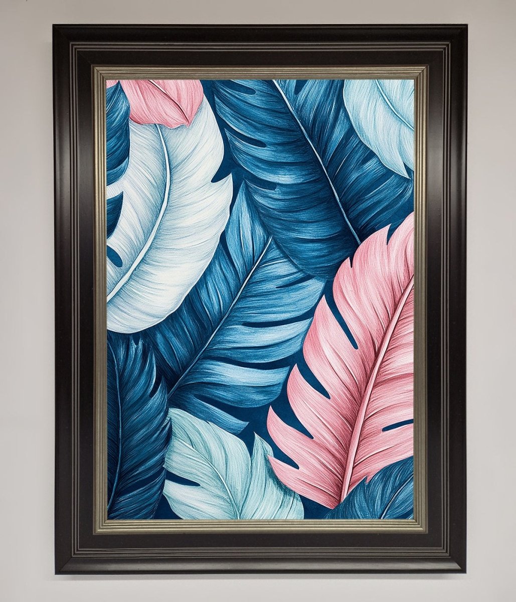 Blue And Pink Feathers Abstract Framed Print - Zestio