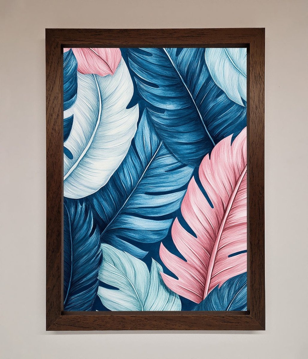 Blue And Pink Feathers Abstract Framed Print - Zestio