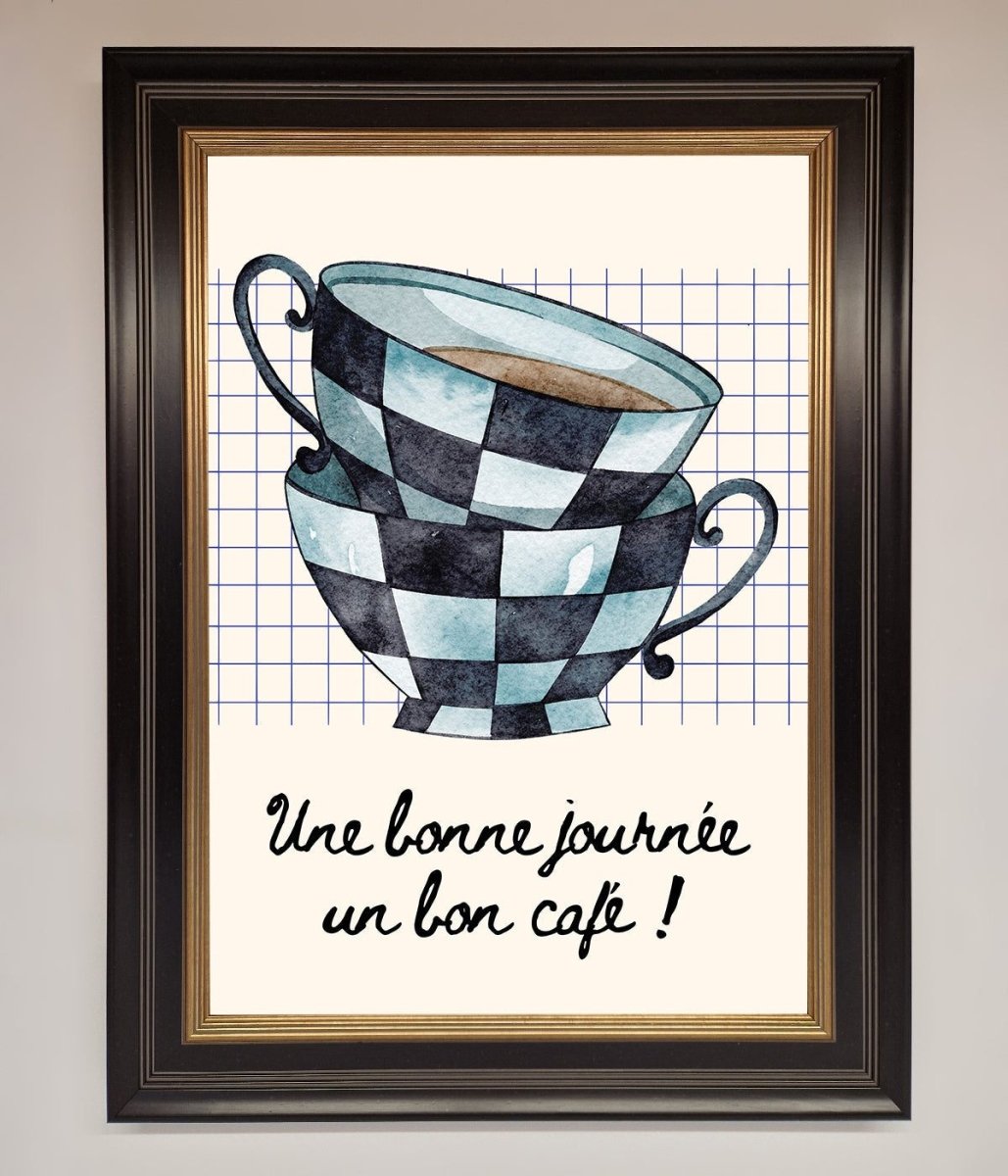Blue Teacup Stack Kitchen Framed Wall Art - Zestio