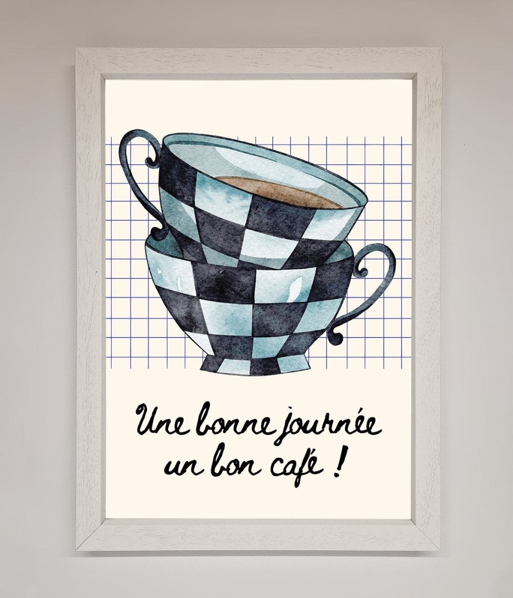 Blue Teacup Stack Kitchen Framed Wall Art - Zestio