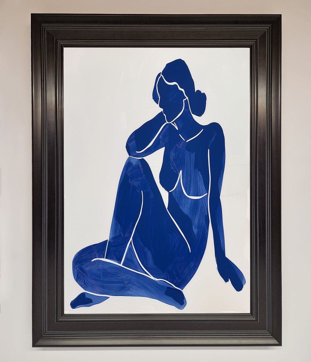 Blue Woman Pose Matisse Style Framed Print - Zestio