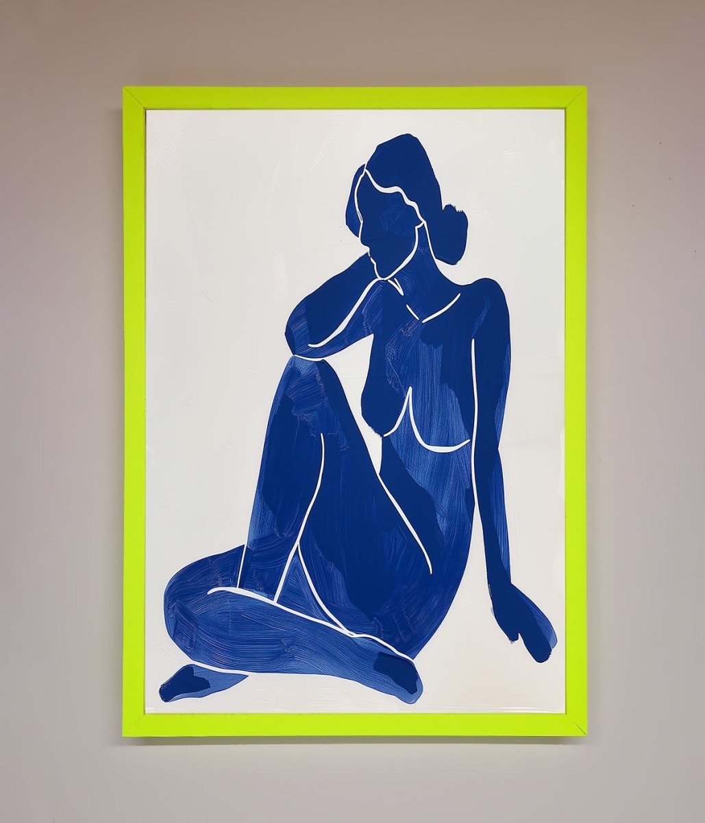 Blue Woman Pose Matisse Style Framed Print - Zestio